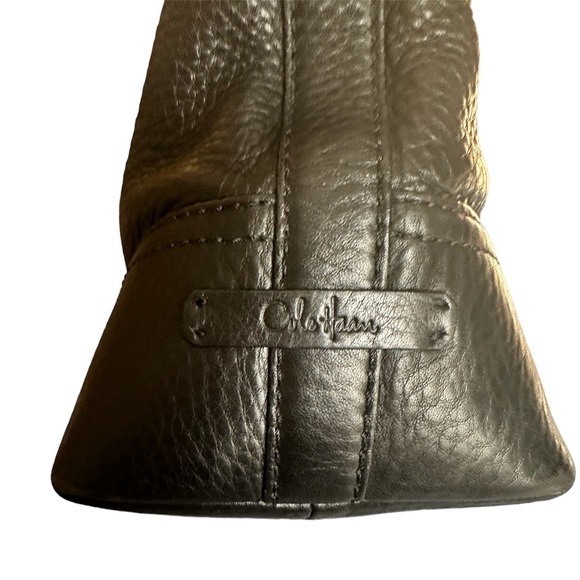 Cole Haan Black Pebble Leather Large Zip Top Tote With Silver Finish - Picture 7 of 14